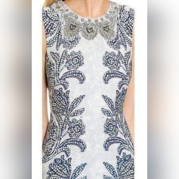 BCBGMAXAZRIA Chloey Sleeveless Printed Rhinestone Gown Embellished Collar Size 4 - Picture 6 of 15